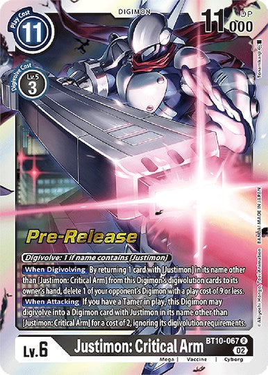 Justimon: Critical Arm [BT10-067] [Xros Encounter Pre-Release Cards] | Cracking-Singles