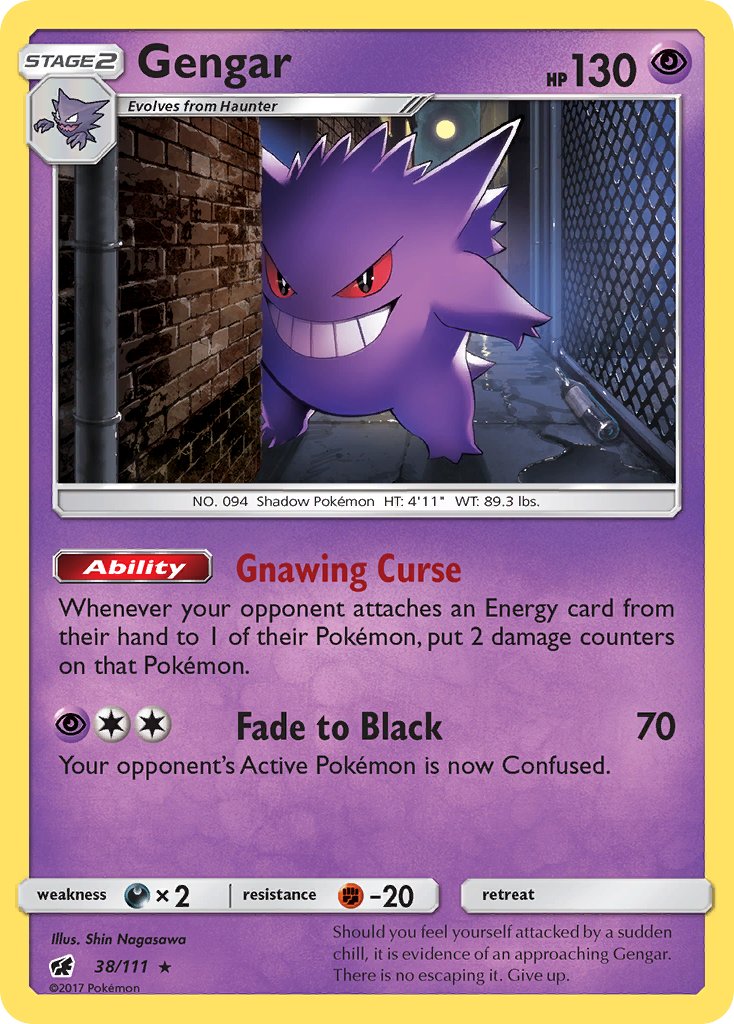 Gengar (38/111) (Prerelease Kit Exclusive) (Theme Deck Exclusive) [Sun & Moon: Crimson Invasion] | Cracking-Singles