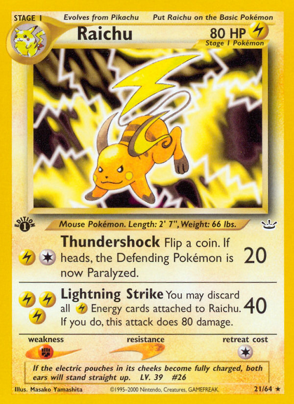 Raichu (21/64) [Neo Revelation 1st Edition] | Cracking-Singles