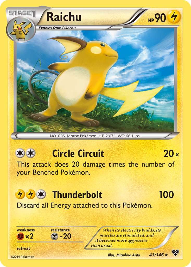 Raichu (43/146) (Battle Arena Deck Exclusive) (Theme Deck Exclusive) [XY: Base Set] | Cracking-Singles