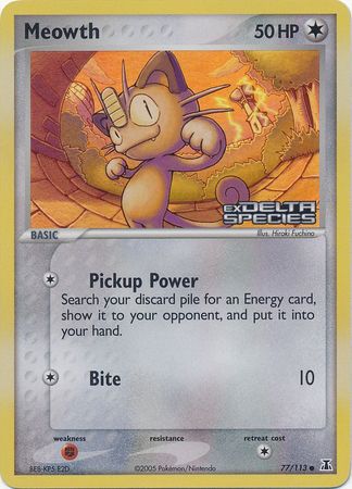 Meowth (77/113) (Stamped) [EX: Delta Species] | Cracking-Singles