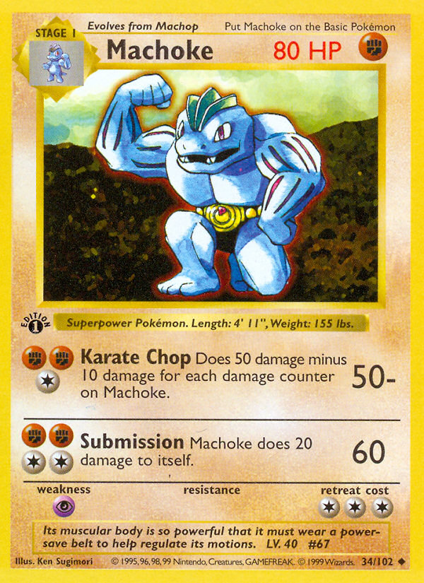 Machoke (34/102) (Shadowless) [Base Set 1st Edition] | Cracking-Singles