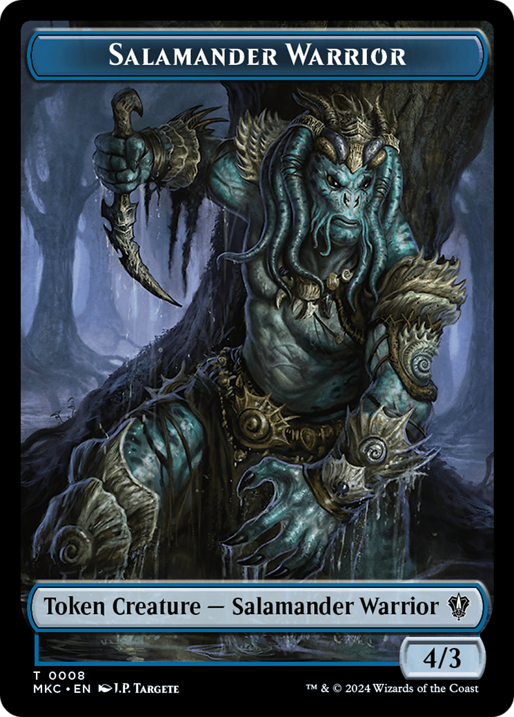 Salamander Warrior // Zombie Double-Sided Token [Murders at Karlov Manor Commander Tokens] | Cracking-Singles