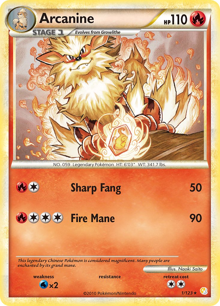 Arcanine (1/123) (Theme Deck Exclusive) [HeartGold & SoulSilver: Base Set] | Cracking-Singles