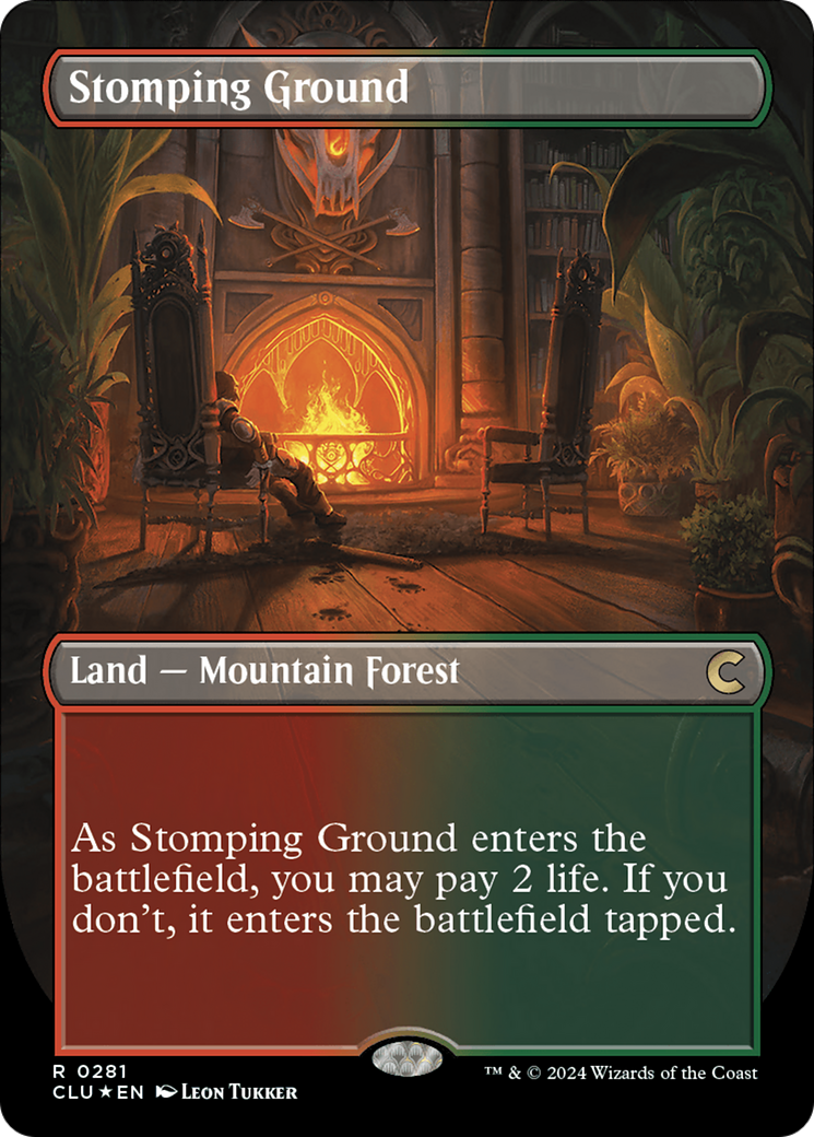 Stomping Ground (Borderless) [Ravnica: Clue Edition] | Cracking-Singles