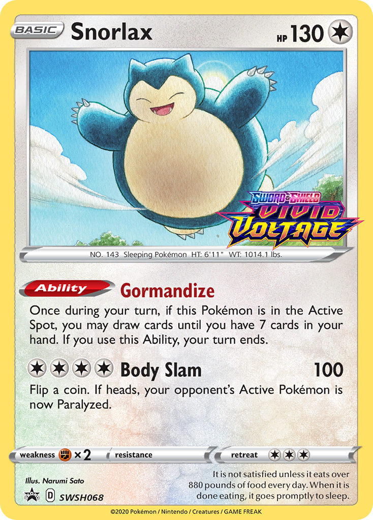 Snorlax (SWSH068) (Prerelease Promo) [Sword & Shield: Black Star Promos] | Cracking-Singles