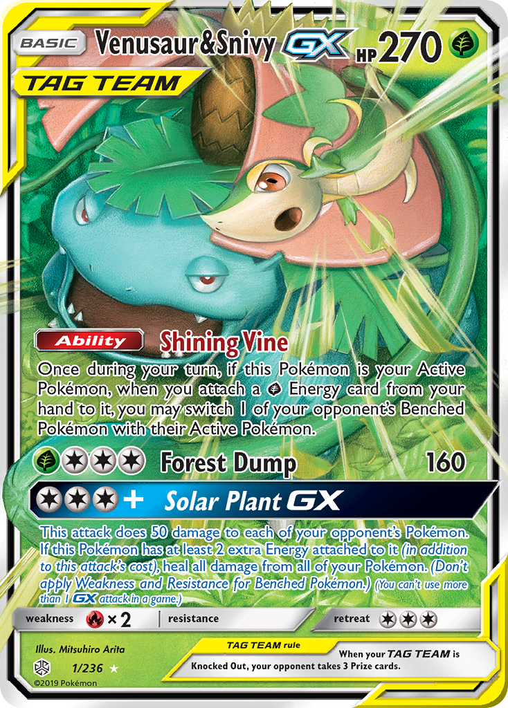 Venusaur & Snivy GX (1/236) [Sun & Moon: Cosmic Eclipse] | Cracking-Singles