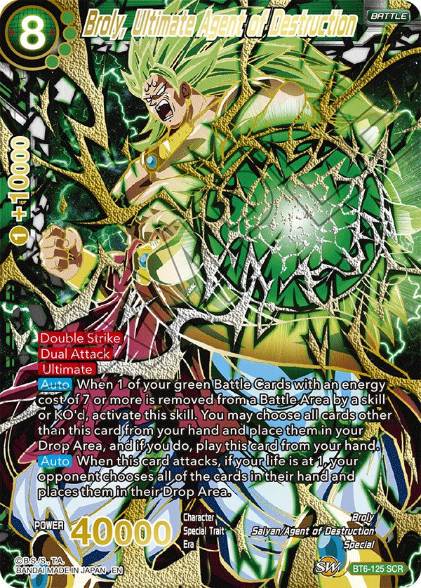 Broly, Ultimate Agent of Destruction (SCR) (BT6-125) [5th Anniversary Set] | Cracking-Singles