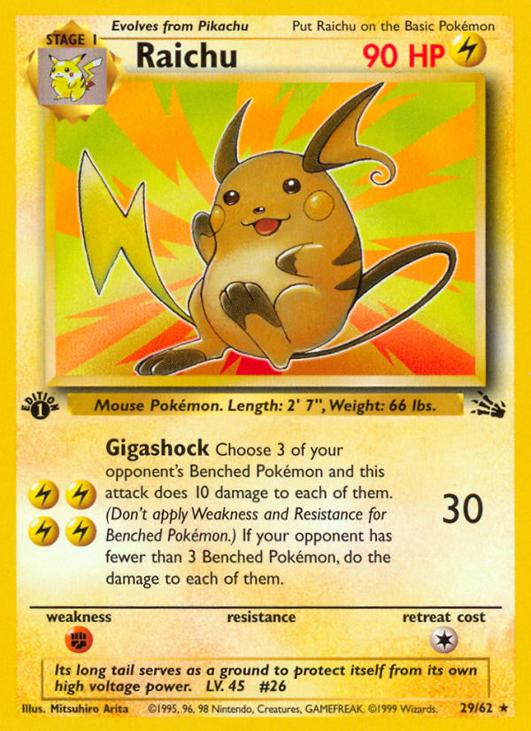 Raichu (29/62) [Fossil 1st Edition] | Cracking-Singles