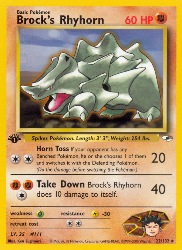 Brock's Rhyhorn (22/132) [Gym Heroes 1st Edition] | Cracking-Singles