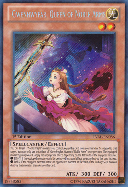 Gwenhwyfar, Queen of Noble Arms [LVAL-EN086] Secret Rare | Cracking-Singles