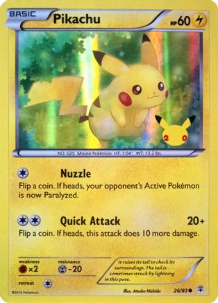 Pikachu (26/83) (20th Anniversary) [XY: Generations] | Cracking-Singles