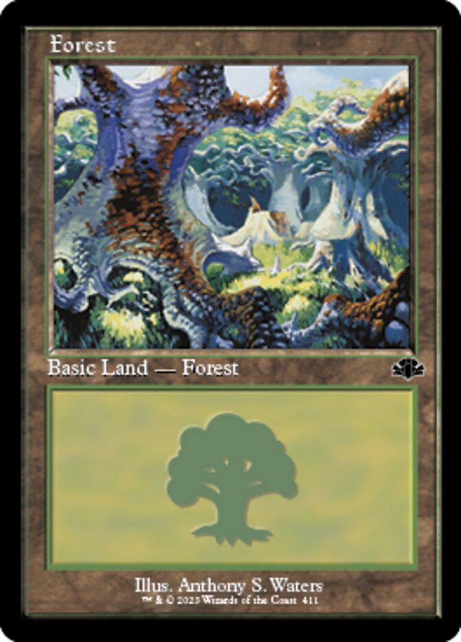 Forest (411) (Retro) [Dominaria Remastered] | Cracking-Singles