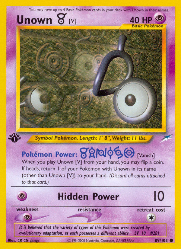 Unown [V] (89/105) [Neo Destiny 1st Edition] | Cracking-Singles