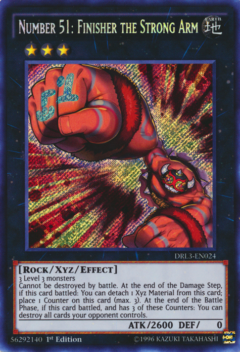 Number 51: Finisher the Strong Arm [DRL3-EN024] Secret Rare | Cracking-Singles