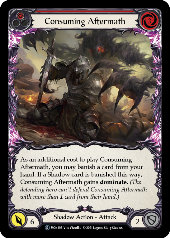 Consuming Aftermath (Red) (Rainbow Foil) [U-MON195-RF] Unlimited Rainbow Foil | Cracking-Singles