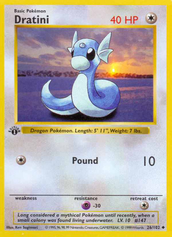 Dratini (26/102) (Shadowless) [Base Set 1st Edition] | Cracking-Singles