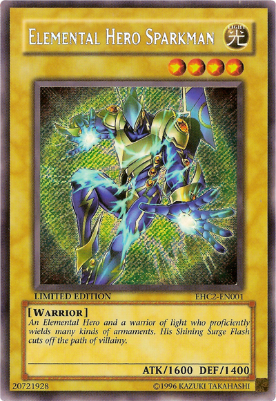 Elemental Hero Sparkman [EHC2-EN001] Secret Rare | Cracking-Singles