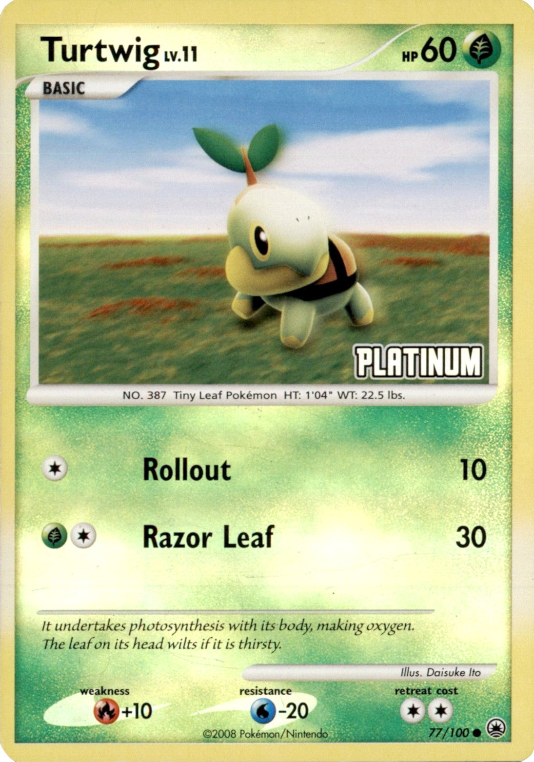 Turtwig LV.11 (77/100) (Platinum) [Burger King Promos: 2008 Collection] | Cracking-Singles