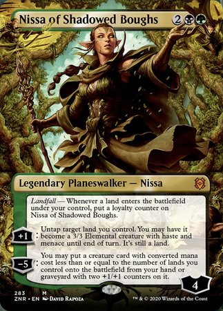 Nissa of Shadowed Boughs (Borderless) [Zendikar Rising] | Cracking-Singles