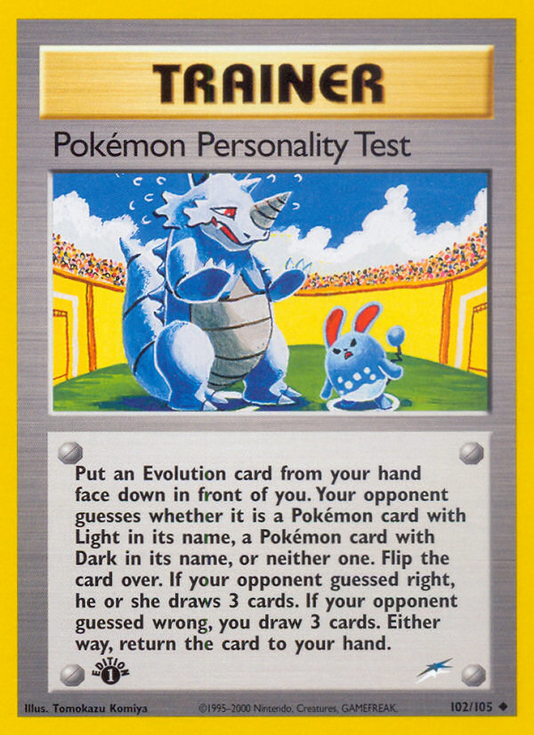 Pokemon Personality Test (102/105) [Neo Destiny 1st Edition] | Cracking-Singles