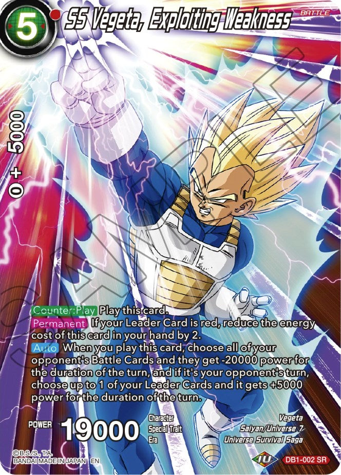 SS Vegeta, Exploiting Weakness (DB1-002) [Theme Selection: History of Vegeta] | Cracking-Singles