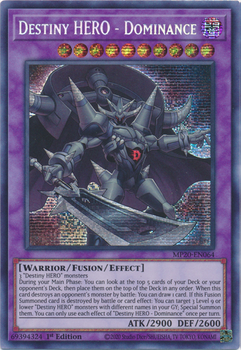 Destiny Hero - Dominance [MP20-EN064] Prismatic Secret Rare | Cracking-Singles