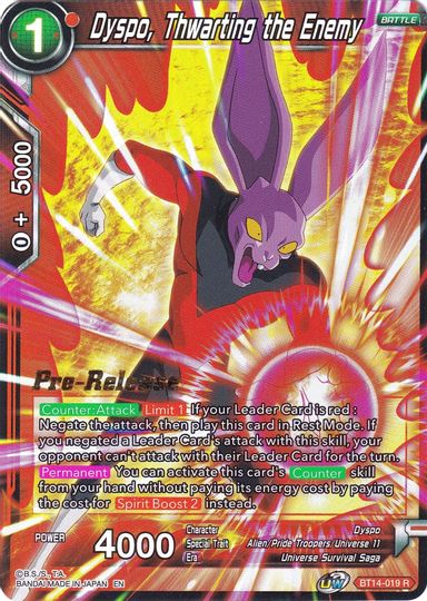 Dyspo, Thwarting the Enemy (BT14-019) [Cross Spirits Prerelease Promos] | Cracking-Singles