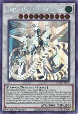 Crystal Clear Wing Synchro Dragon [LED8-EN005] Ghost Rare | Cracking-Singles