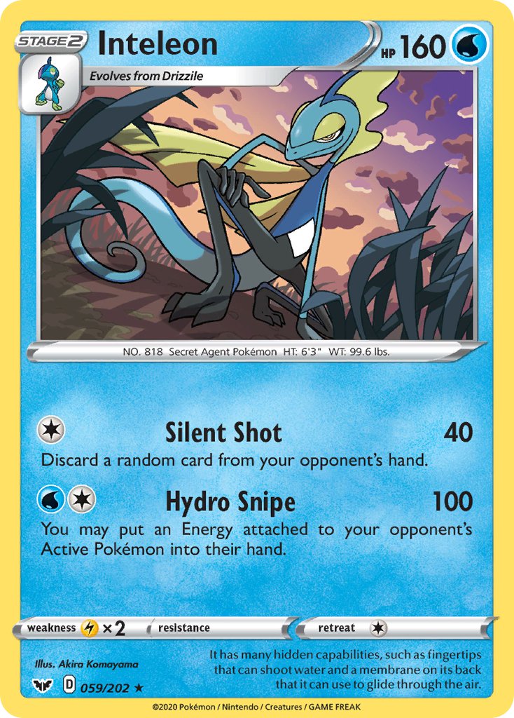 Inteleon (059/202) (Cracked Ice Holo) (Theme Deck Exclusive) [Sword & Shield: Base Set] | Cracking-Singles