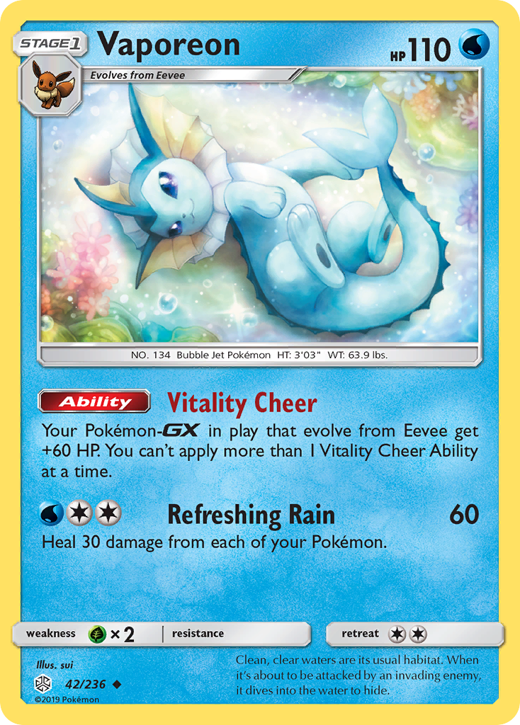 Vaporeon (42/236) [Sun & Moon: Cosmic Eclipse] | Cracking-Singles