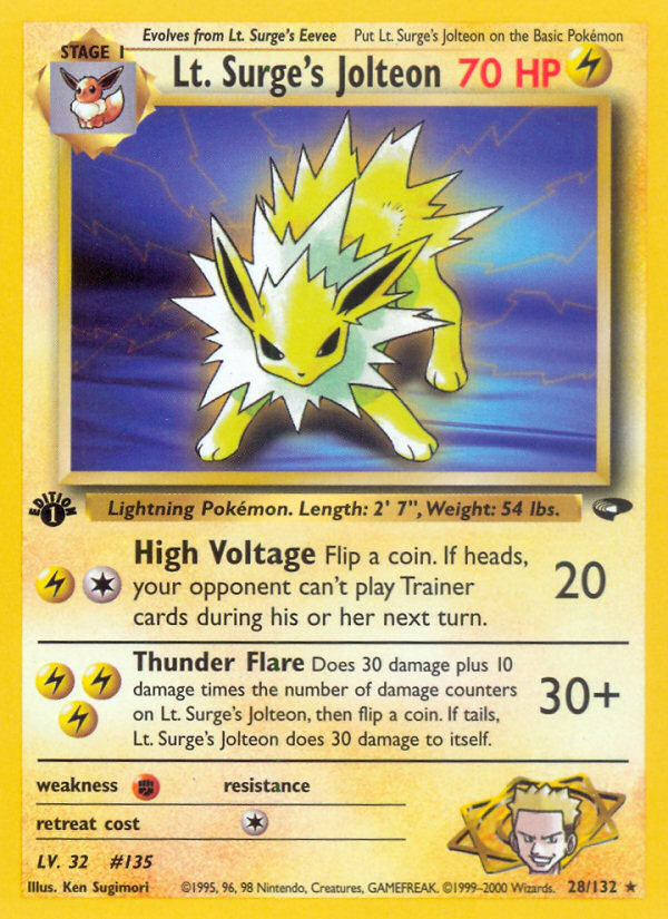 Lt. Surge's Jolteon (28/132) [Gym Challenge 1st Edition] | Cracking-Singles