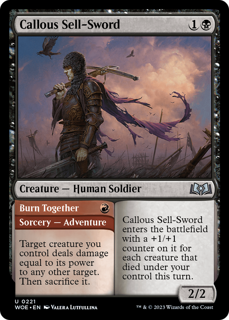 Callous Sell-Sword // Burn Together [Wilds of Eldraine] | Cracking-Singles