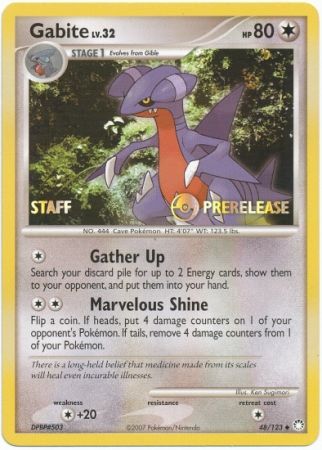 Gabite (48/123) (Staff Prerelease Promo) [Diamond & Pearl: Black Star Promos] | Cracking-Singles