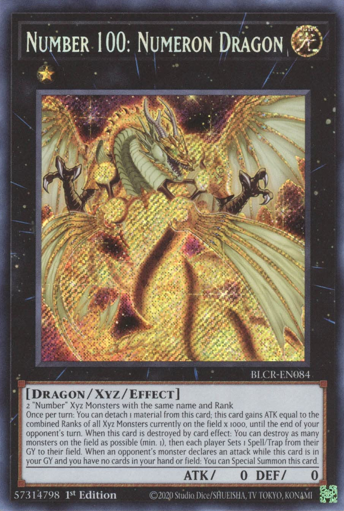 Number 100: Numeron Dragon [BLCR-EN084] Secret Rare | Cracking-Singles