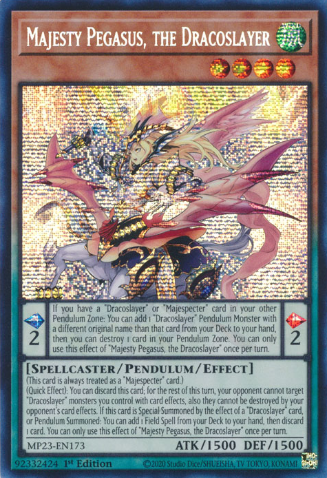 Majesty Pegasus, the Dracoslayer [MP23-EN173] Prismatic Secret Rare | Cracking-Singles