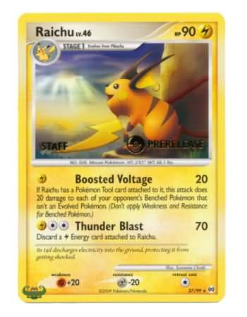 Raichu (27/99) (Staff Prerelease Promo) [Nintendo: Black Star Promos] | Cracking-Singles