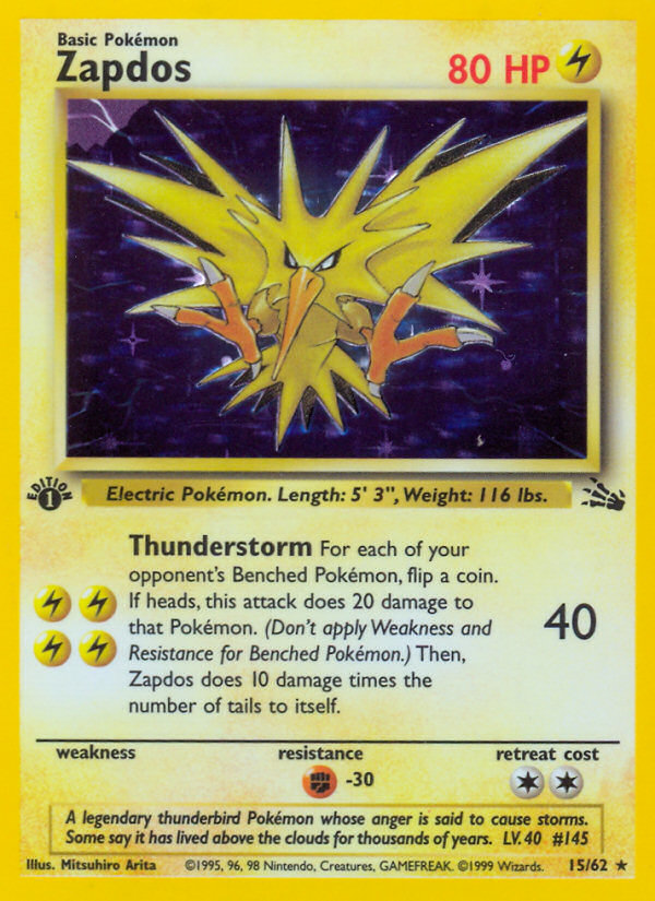 Zapdos (15/62) [Fossil 1st Edition] | Cracking-Singles