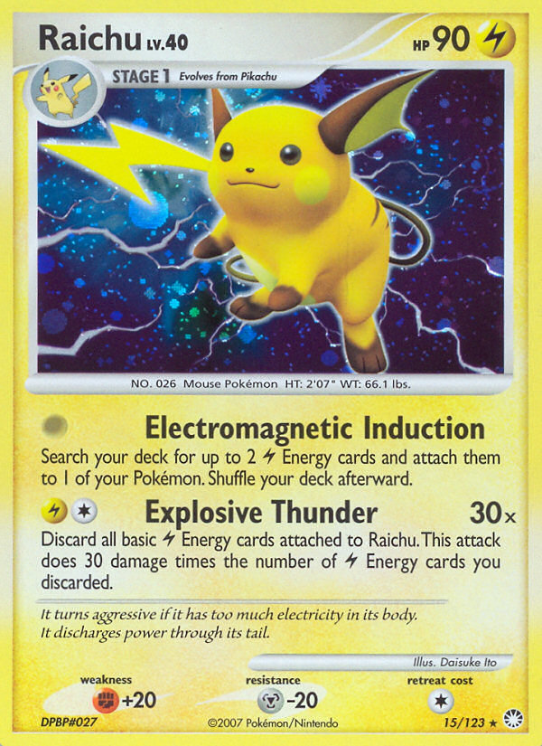 Raichu (15/123) [Diamond & Pearl: Mysterious Treasures] | Cracking-Singles