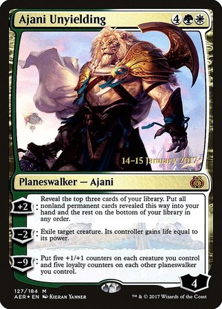 Ajani Unyielding [Aether Revolt Prerelease Promos] | Cracking-Singles