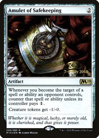 Amulet of Safekeeping [Core Set 2019 Promos] | Cracking-Singles