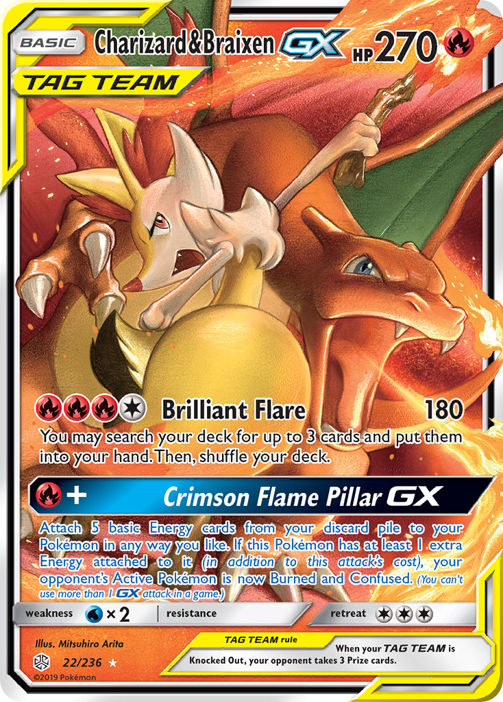 Charizard & Braixen GX (22/236) [Sun & Moon: Cosmic Eclipse] | Cracking-Singles