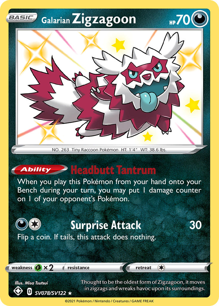 Galarian Zigzagoon (SV078/SV122) [Sword & Shield: Shining Fates] | Cracking-Singles