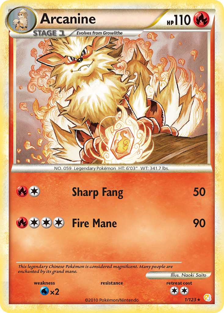 Arcanine (1/123) [HeartGold & SoulSilver: Base Set] | Cracking-Singles