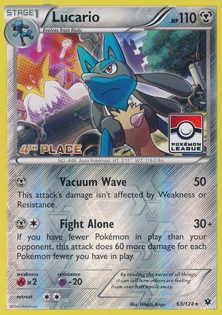 Lucario (63/124) (League Promo 4th Place) [XY: Fates Collide] | Cracking-Singles