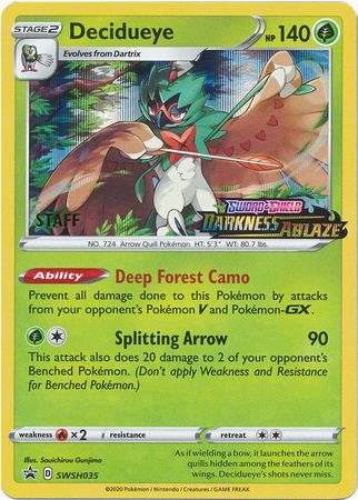 Decidueye (SWSH035) (Staff Prerelease Promo) [Sword & Shield: Black Star Promos] | Cracking-Singles