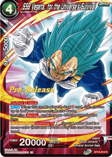 SSB Vegeta, for the Universe's Survival (BT16-012) [Realm of the Gods Prerelease Promos] | Cracking-Singles