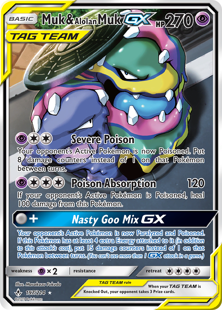 Muk & Alolan Muk GX (197/214) [Sun & Moon: Unbroken Bonds] | Cracking-Singles