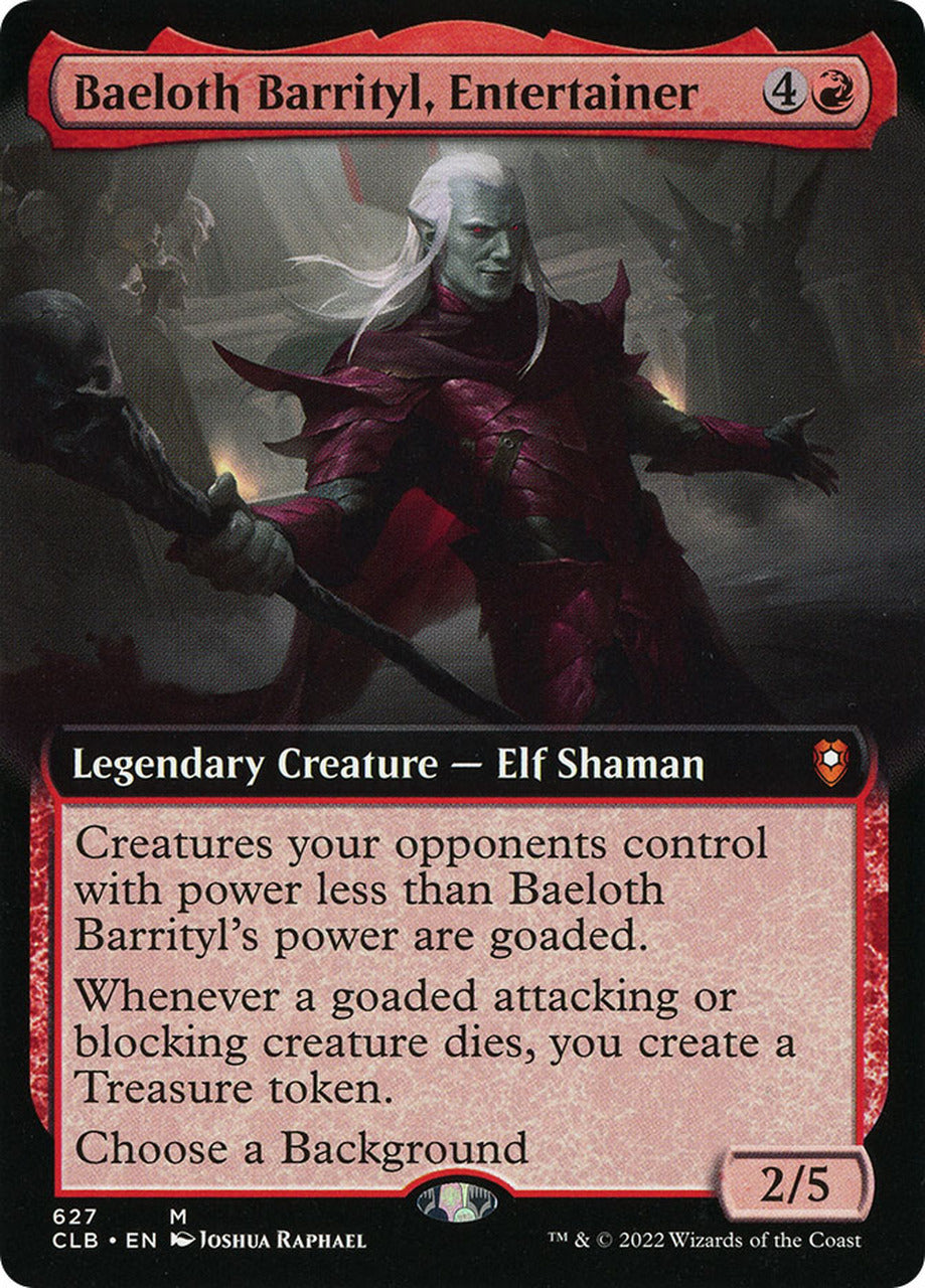 Baeloth Barrityl, Entertainer (Extended Art) [Commander Legends: Battle for Baldur's Gate] | Cracking-Singles