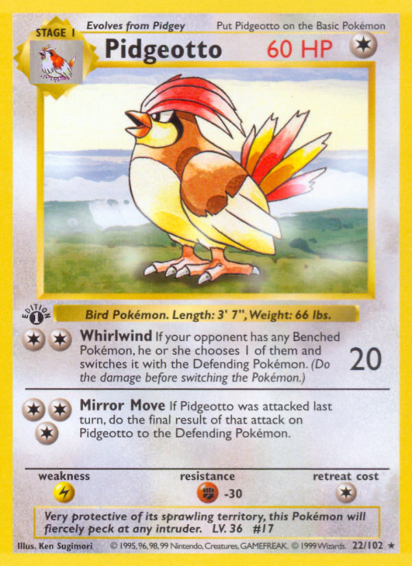 Pidgeotto (22/102) (Shadowless) [Base Set 1st Edition] | Cracking-Singles